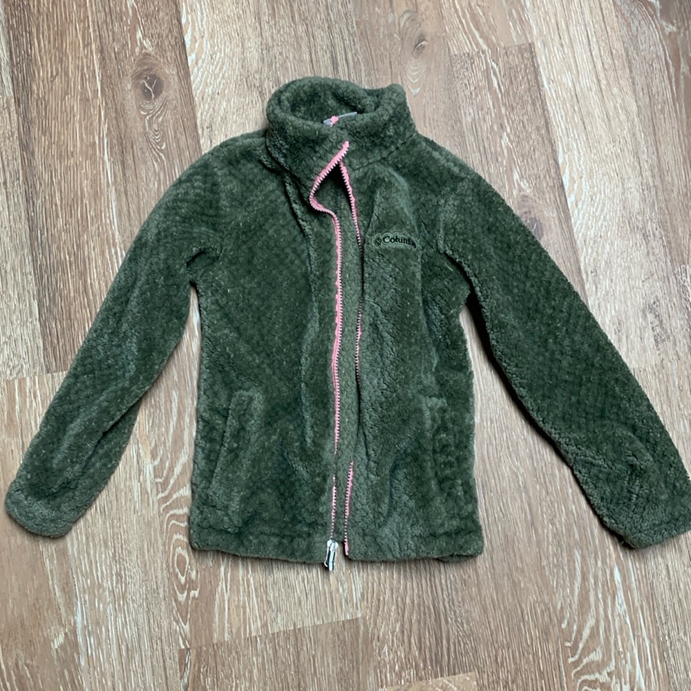 Girls green fleece Columbia jacket
